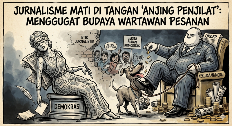 Ilustrasi AI Untuk Wartawan Yang Menjadi Anjing Penjilat (Dok.GNews86)
