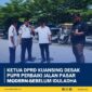 Ketua DPRD Kuansing, H Juprizal SE MSi melakukan  peninjauan ruas jalan pasar modern Teluk Kuantan bersama Kepala Dinas PUPR Kuansing Ade Fahrer Arip dan Kepala Dinas Perhubungan Hendri Wahyudi, Selasa (19/5/2026) siang. (Riaupos)

