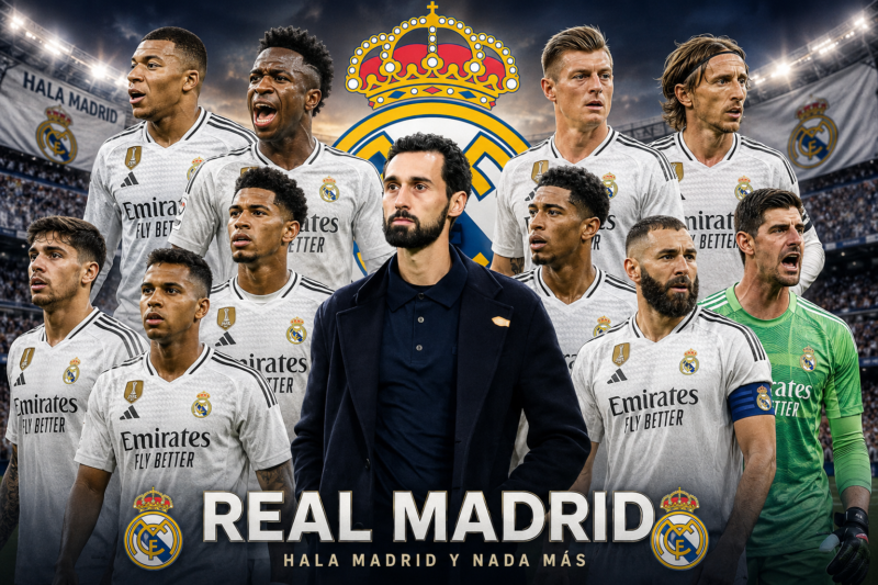 Real Madrid mengumumkan berakhirnya kerja sama dengan Alvaro Arbeloa setelah menjalani lima bulan sebagai pelatih tim utama menyusul evaluasi hasil musim 2025–2026.(sumber Foto : Editan AI)