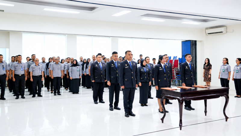 Sejumlah ASN mengikuti prosesi pengangkatan jabatan fungsional di Kantor Wilayah Kementerian Hukum Maluku sebagai bagian dari penguatan reformasi birokrasi dan peningkatan kualitas pelayanan publik.