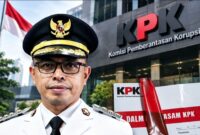 Ilustrasi: Bupati Bolmut Sirajudin Lasena di depan Gedung KPK Jakarta (foto: istimewa)