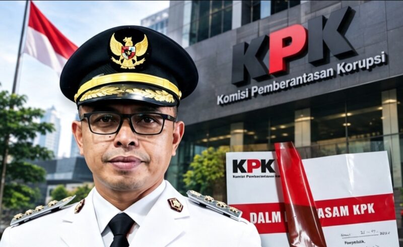 Ilustrasi: Bupati Bolmut Sirajudin Lasena di depan Gedung KPK Jakarta (foto: istimewa)